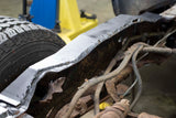 Reverse angle of Rust Buster Over-Axle Frame Repair Kit For 1998-2003 Ford Ranger RB7207 installed to the frame, finished with a coat of BR9917