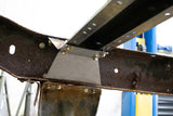 View from beneath Rust Buster Center Frame Crossmember For 1973-1980 Chevy C/K10 RB7363 installed to the frame